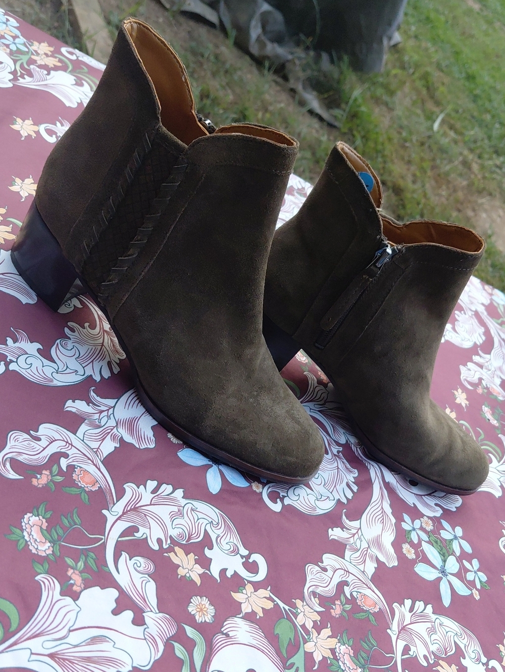 SARTO By Franco Sarto Olive Suede Ankle Booties